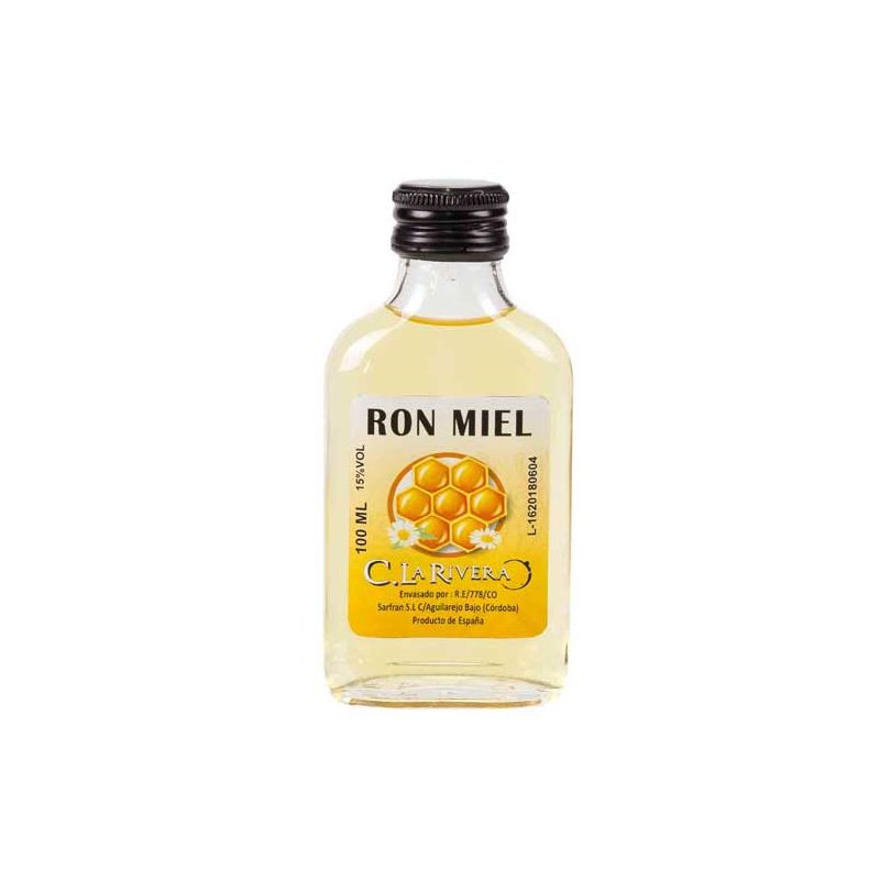 Licor de ron miel 100 ml, petaca cristal