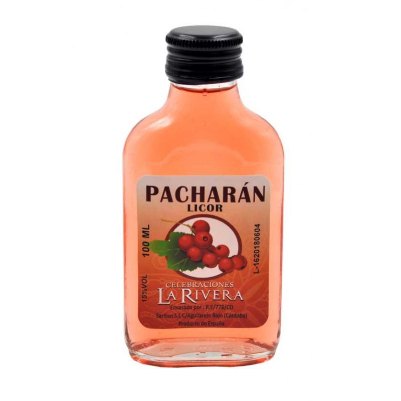 Licor de pacharán 100 ml, petaca cristal