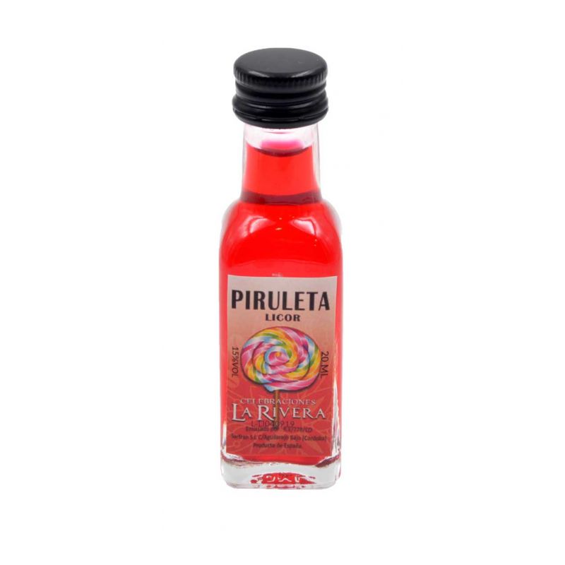 Licor de piruleta 20 ml, botella marasca cristal