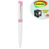 Bolígrafo blanco con detalle rosa, grabable a láser/uvi