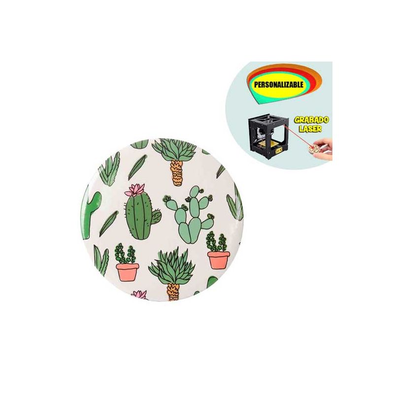 Espejos con plantas de cactus, grabable a láser