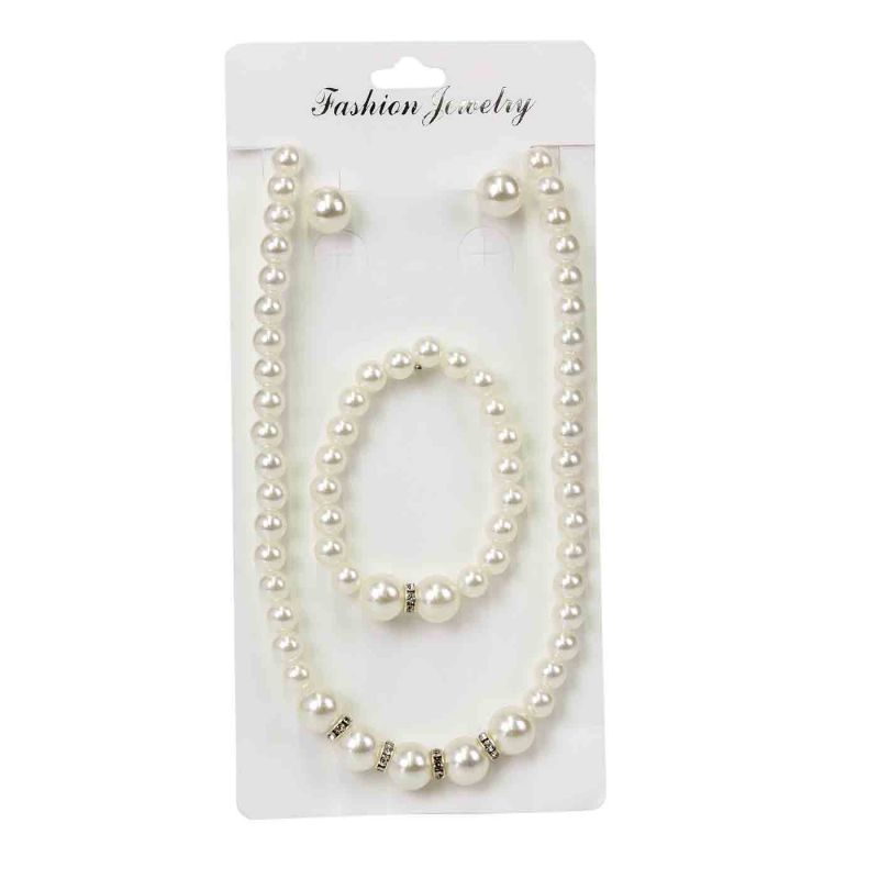 Conjunto de perlas; Pendientes, Collar y Pulsera