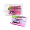 Set de manicura con funda blanca y rosa