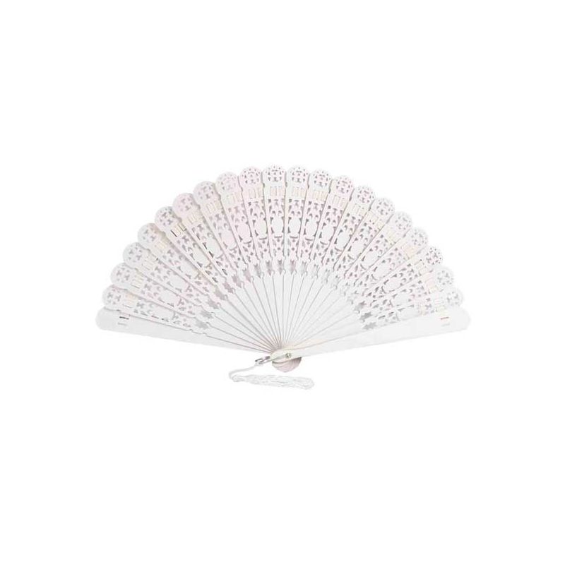 Elegante abanico blanco de madera