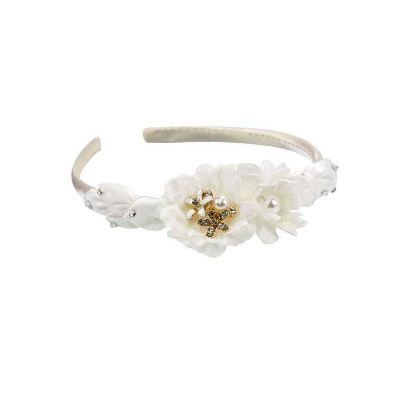 Diadema con flores blancas para niña o mujer