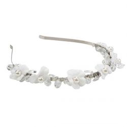 Diadema con flores blancas para niña o mujer