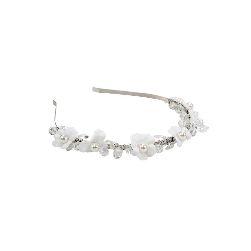 Diadema con flores blancas para niña o mujer