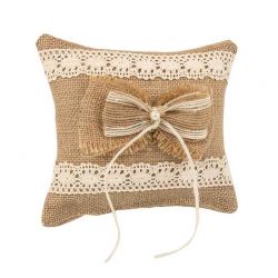 Cojín rústico para anillos de boda