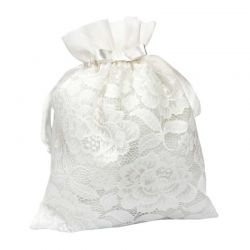 Elegante limosnera blanca para novia