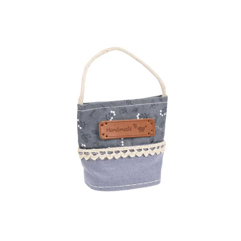 Bolsita para regalos azul de tela hecha a mano