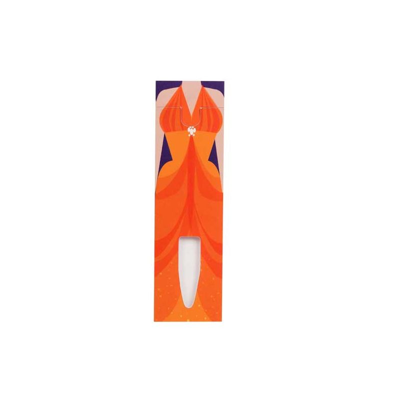 Cartón para bolígrafo con vestido de mujer