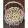 Pack de 45 alfileres con Canasta con encaje y flores rosas