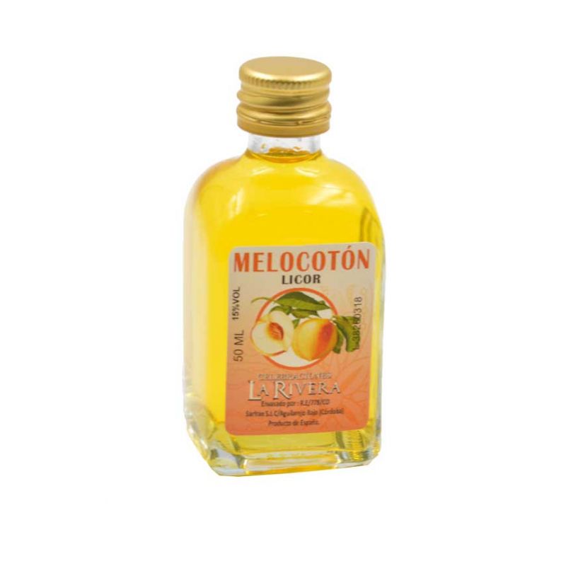 Botellita de Licor de Melocotón, 50 ml, modelo Frasca en cristal