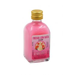Licor de fresa con nata, 50 ml, modelo frasca en cristal