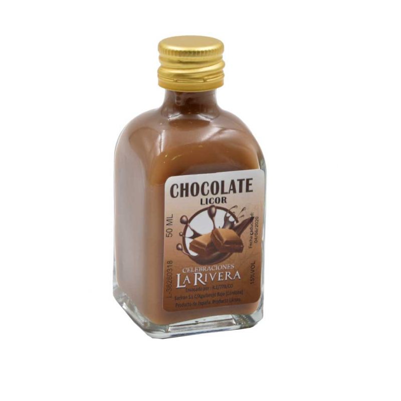 Botellita de licor de chocolate, 50 ml, modelo frasca en cristal