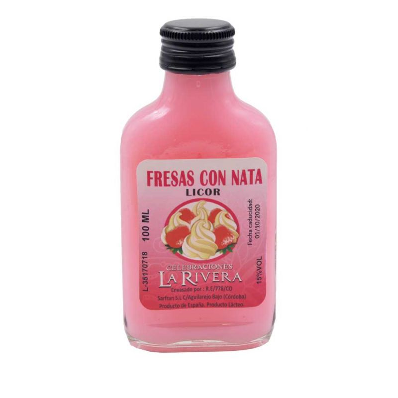 Botella de licor de fresa con nata, 100 ml, modelo petaca en cristal