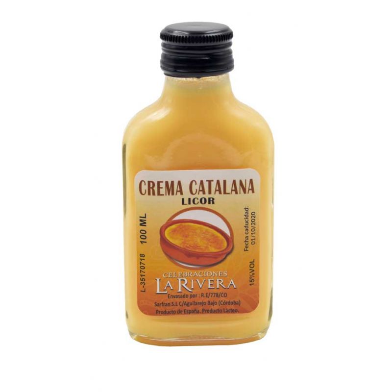 Botella de licor de crema catalana, 100 ml, modelo petaca en cristal