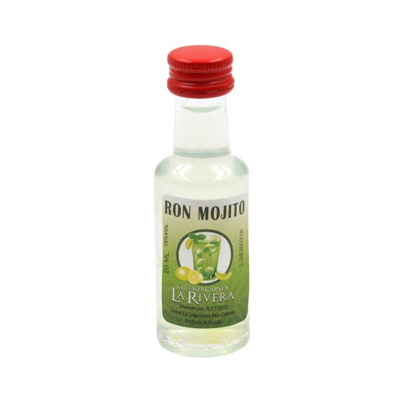 Mini-botellita de Licor de Mojito, 20 ml, modelo Dórica en cristal
