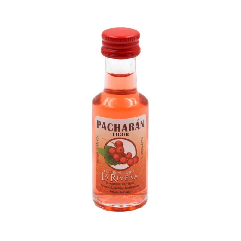 Mini-botellita de Licor de Pacharán, 20 ml, modelo Dórica en cristal