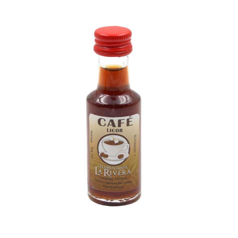 Mini-botellita de Licor de Café, 20 ml, modelo Dórica en cristal