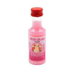 Mini-botellita de Licor de Fresas con Nata, 20 ml, modelo Dórica en cristal