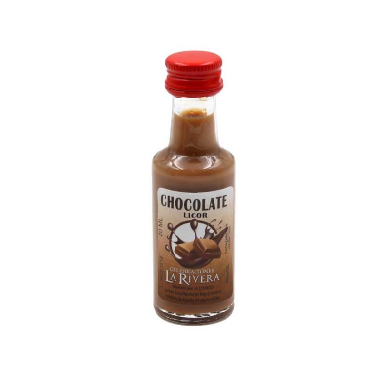 Mini-botellita de Licor de Chocolate, 20 ml, modelo Dórica en cristal