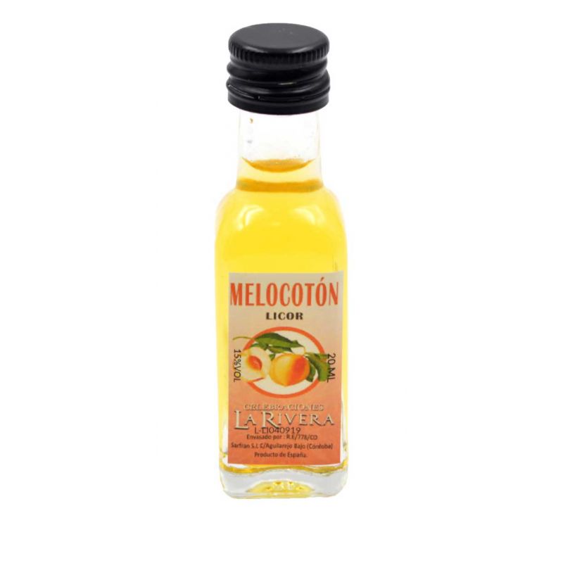 Mini-botellita de Melocotón, 20 ml, modelo Marasca en cristal