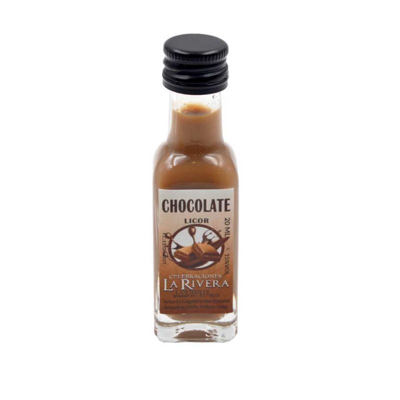 Mini-botellita de chocolate, 20 ml, modelo marasca en cristal
