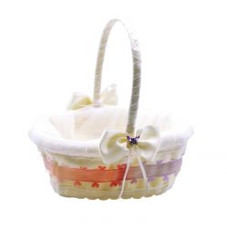 Cesta con asa, con lazo de corazones y 2 grandes lazos, de 18 cm