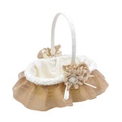 Cesta con volante de yute y 2 grandes lazos rústicos, de 18 cm