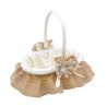 Cesta con volante de yute y 2 grandes lazos rústicos, de 18 cm