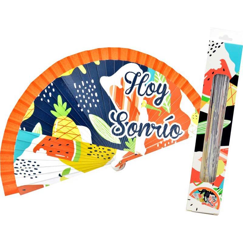 Abanico de madera -hoy sonrio-