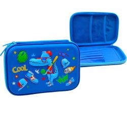 Estuche dinosaurio azul 22x15 