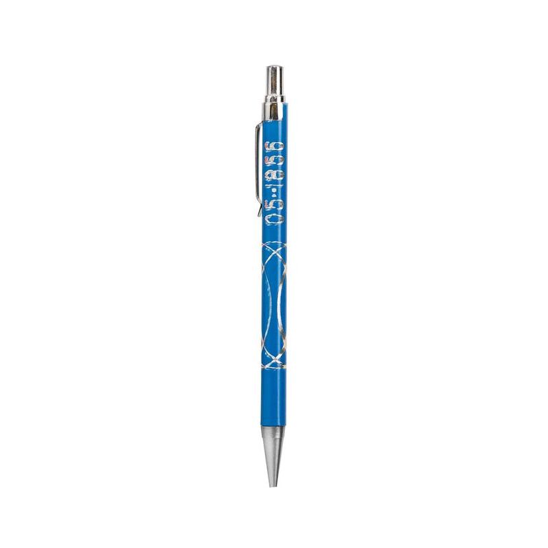 Portaminas azul, con dibujo grabado en color plata