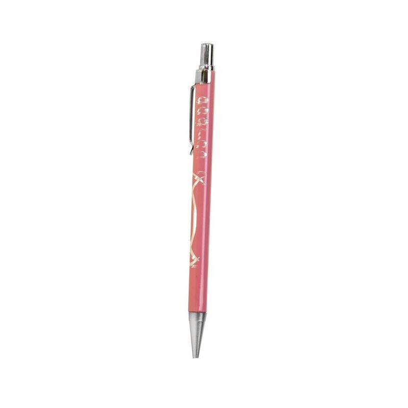 Portaminas rosa, con dibujo grabado en color plata 