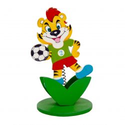 Pinza de madera con forma de tigre futbolista