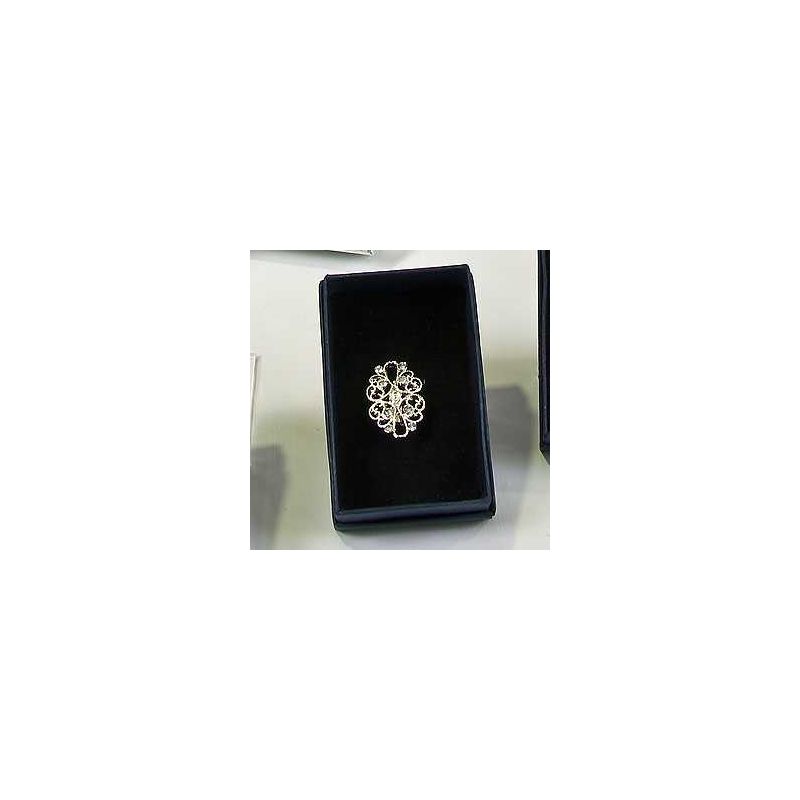 BROCHE SOLAPA PLATA Y ZIRCONITAS  3,5 cm.