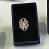 BROCHE SOLAPA PLATA Y ZIRCONITAS  3,5 cm.