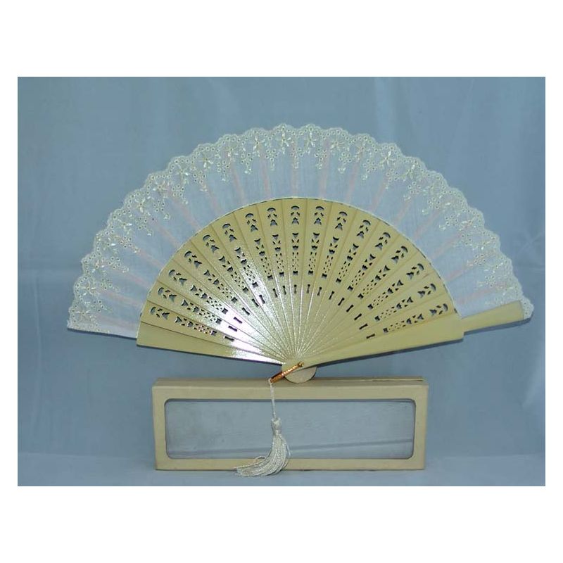 ABANICOS MADERA ENCAJE + caja (precio unidad)