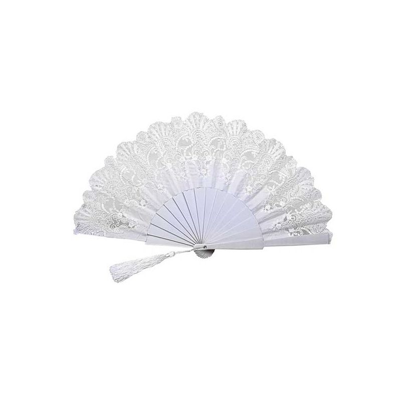 ABANICO ENCAJE BLANCO