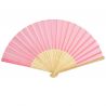 Abanico madera bambu rosa.