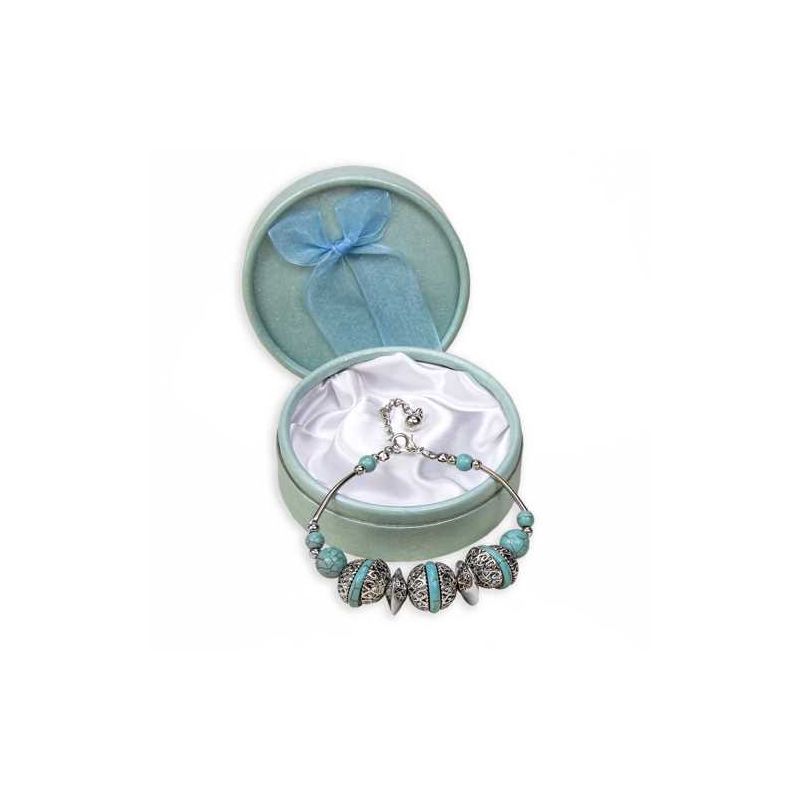 PULSERA CADENITA Y ADORNOS TURQ.