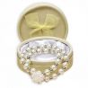 PULSERA PERLAS CON ROSA EN CAJA
