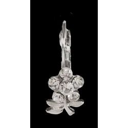 PENDIENTES PLATEADOS ZIRCONITAS Y FLOR, 1,5 cm.