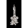 PENDIENTES PLATEADOS ZIRCONITAS Y FLOR, 1,5 cm.