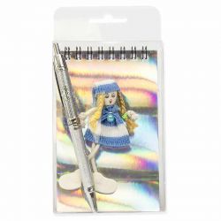 Libretas con muñeca y boli surtido