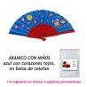 Abanico azul con niños,  regalo de Boda en Outlet
