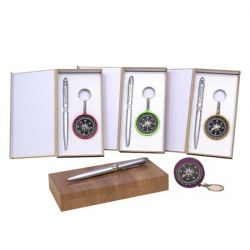 Estuche brújula y bolígrafo para invitados