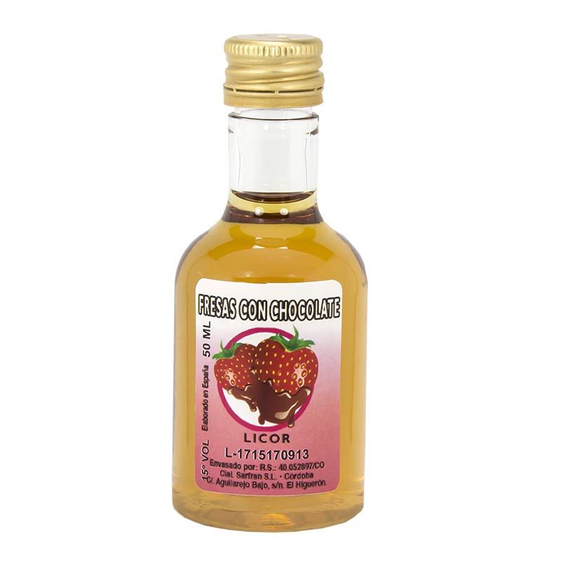Licor de fresas con chocolate 50ml detalles de boda