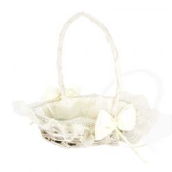 Cesta encaje beige y perlas